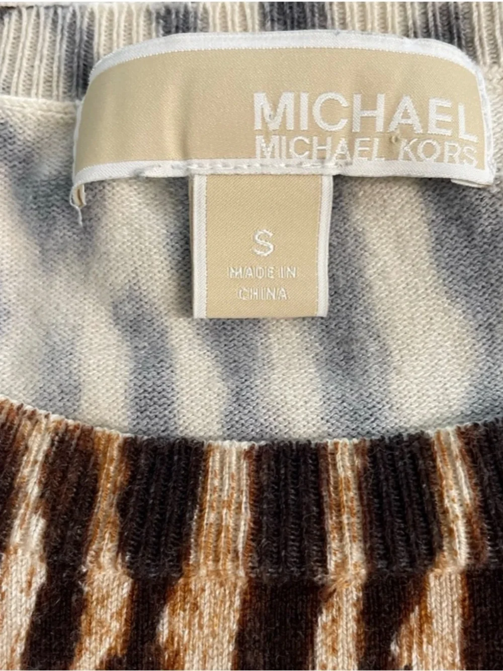Michael Kors Brown  Long-Sleeve Animal Print